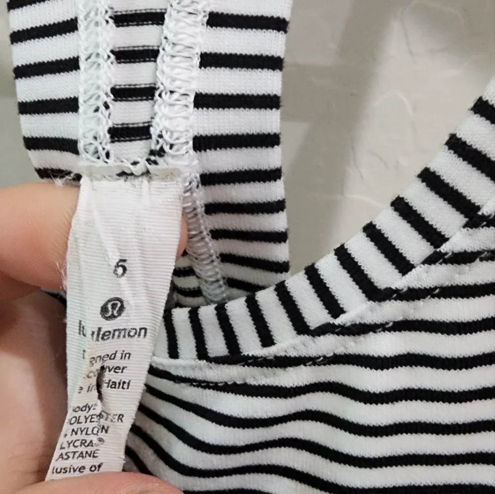 Lululemon black and white striped Racer back Tank top - Picture 3 of 4